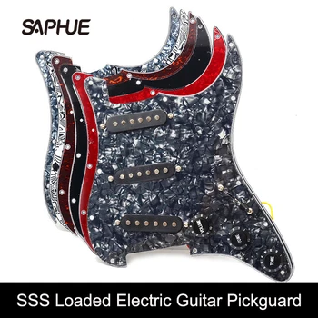 SSS Pickup Çok Renkli Pickguard Elektro Gitar Pickguard ve Siyah SSS Yüklü Kablolu Scratchplate Meclisi