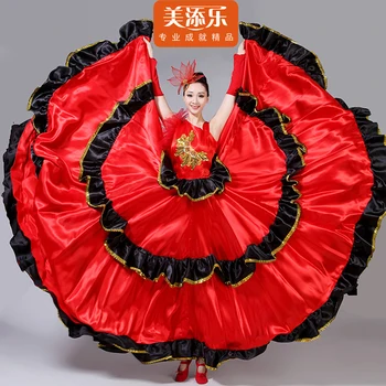 Ispanyol Boğa Güreşi Elbise Flamenko Dans Performansı Kırmızı Kostüm Yeni Açılış Dans Tam etek Yetişkin Kadın Dans Giyim H533