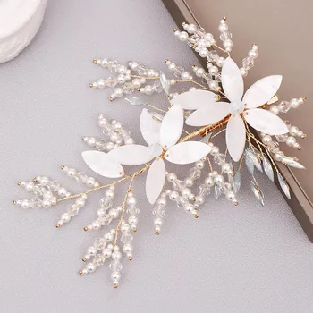 Kadınlar İçin saç Klipleri Düğün Gelin saç aksesuarları Moda Beyaz Çiçek Parlak Kristal Tokalar Saç Takı Süs