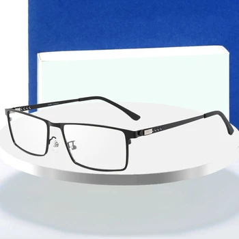 Gözlük Erkek Tam Jant Metal Çerçeve Gözlük İş Tarzı Kare Şekli Ultra Hafif Büyük Çerçeve Optik Gözlük