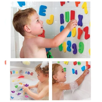 Sıcak 36 adet / takım Alfanümerik Mektup Banyo Bulmaca bebek oyuncakları EVA Çocuklar Yeni Erken Eğitim Sıcak Satış Klasik Banyo Oyuncakları Emme kadar