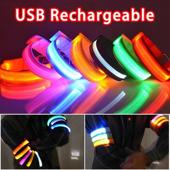 Gece Koşu Kol Bandı led ışık Açık Spor USB Şarj Edilebilir Emniyet Kemeri Kol Bacak Uyarı Bileklik Bisiklet Bisiklet bisiklet ışığı