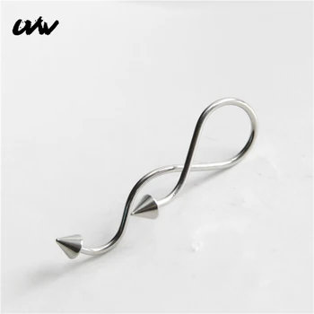 UVW605 2 adet 316L Paslanmaz Çelik S Şekli Endüstriyel Piercing göbek takısı Kadınlar için Çok kullanımlı Küpe Pendientes Brincos