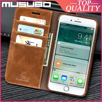 Musubo Hakiki Deri Kılıf iPhone SE 2020 8 Artı 7 Artı 6 13 XR Xs Max Lüks Kapak 12 Pro Max 11 Kart Yuvası Cüzdan Fundas