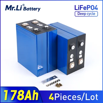 Mr.Li 4 adet 3.2 V 178Ah Grade A YENİ Şarj Edilebilir Lityum Demir Fosfat Hücre Lifepo4 Pil 12V 24V 48V Güneş AB ABD Vergi Ücretsiz