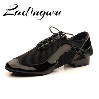 Ladingwu Yeni Stil Erkek Latin Dans Ayakkabıları Rumba Tango Dans Ayakkabıları Erkekler Salsa Ulusal Standart Dans Ayakkabıları Nefes Örgü + PU
