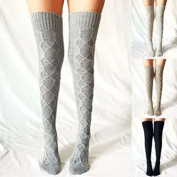 Noel Çorap kadın Uzun Örme Çorap Kızlar Bayanlar Kadınlar için Kış Örgü Çorap Uyluk Yüksek Diz Üzerinde Çorap Sıcak