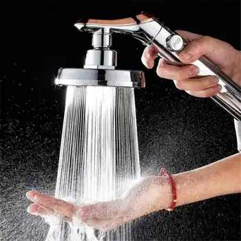 Büyük Panel Krom Duş Başlığı Yüksek Basınçlı El Duş Başlığı Durdurma Su Düğmesi Dönen Duş Başlığı Banyo Aksesuarları