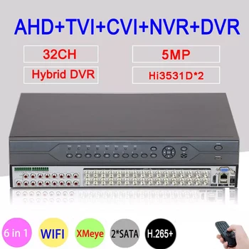 5MP Gözetim Kamera 2 * SATA Hi3531D Xmeye H. 265 + 32CH 32 Kanal 6 in 1 Koaksiyel Hibrid CVI TVI AHD CCTV NVR DVR Sistemi