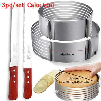 3 adet / takım Ayarlanabilir Kek Katmanlı Kesim Mus Mutfak Şef Tırtıklı Tost Bıçağı Kek Dilimleme Cihazı Kalıp Bakeware Pişirme Kek Araçları
