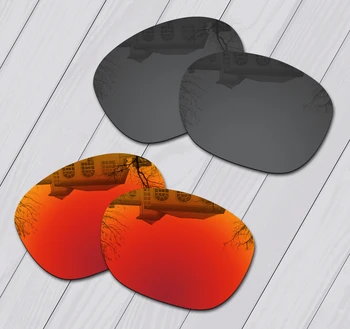E. O. S 2 Pairs Siyah ve Yangın Kırmızı Polarize Yedek Lensler Oakley Garaj Kaya OO9175 Güneş Gözlüğü