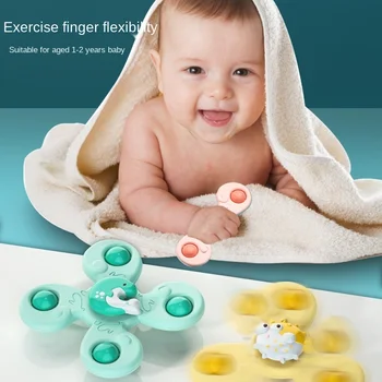 Bebek Spin Top Banyo Oyuncakları Erkek Çocuklar İçin Banyo Enayi Spinner Vantuz Oyuncak Çocuklar İçin 2 İla 4 Yıl Çıngıraklar Enayi Montessori
