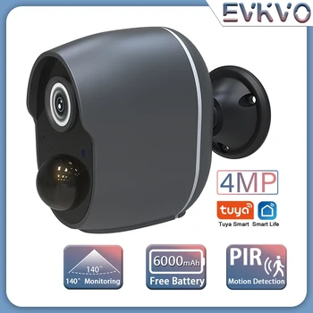Tuya SmartLife 4MP Gözetim Pil Kamera Açık PIR İnsan Algılama CCTV kablosuz kamera Dahili 6000mAh Şarj Pil