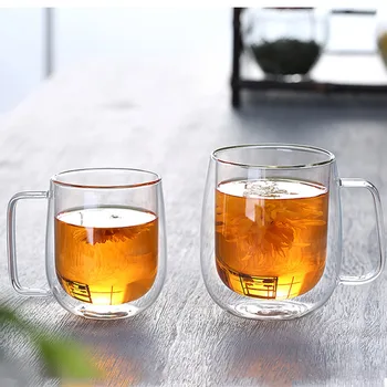 Çift duvar uzun borosilikat cam kupa ısıya dayanıklı çay süt limon suyu kahve su bardağı Bar Drinkware sevgilisi hediye yaratıcılık