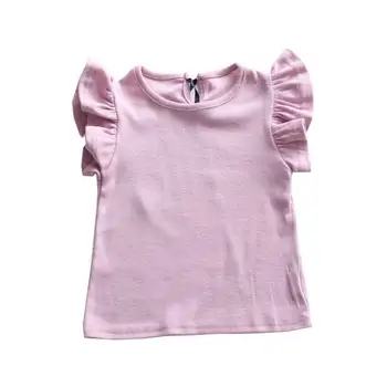 2020 yaz Yeni Stil Kız Saf pamuk beyaz Gömlek Moda çocuk Üstleri Çocuk T-shirt