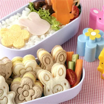 Sıcak Sevimli Sandviç Kesiciler Mini kurabiye kesici Şekiller Seti Çocuklar İçin Plastik Bento Kesici Alet Kalıpları Ekmek Bisküvi Kabartmalı Cihaz