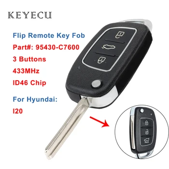 Keyecu Çevirme Uzaktan Anahtar Fob 3 Düğmeler 433MHz ID46 Çip Hyundai I20 2014-2016 P/N:95430-C7600