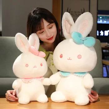 Yeni Güzel Güzel Bebek Tavşan peluş oyuncaklar Sevimli Tavşan Yay Peluş Bebek Dolması Yumuşak Hayvan Yastık Kızlar sevgililer hediyeler