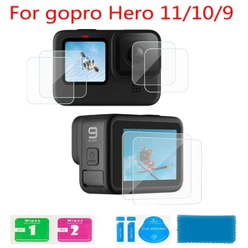 Temperli Cam Ekran Koruyucu için GoPro Hero 11 10 9 Siyah Lens Koruma koruyucu film için Gopro 9 10 11 Kamera Aksesuarları