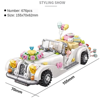 LOZ 1119 Aşk Lüks Düğün otomobil araç Çiçek Balon 3D Modeli DIY Mini Blokları Tuğla Yapı Oyuncak Çocuklar için Hediye yok Kutusu