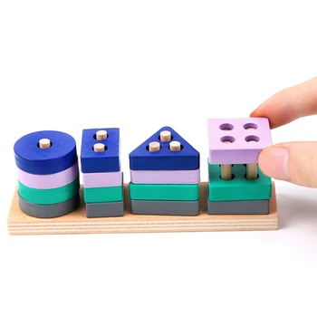 Montessori Geometrik Şekil Eşleştirme Kurulu modeli Erken Öğrenme Eğitim Bulmacalar Oyuncak Ahşap oyuncak inşaat blokları çocuklar için